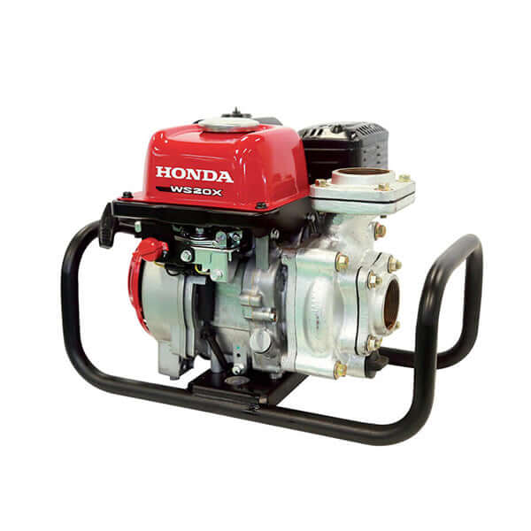 Honda WS20X water pump with a durable cast iron body, ideal for irrigation and water transfer.
